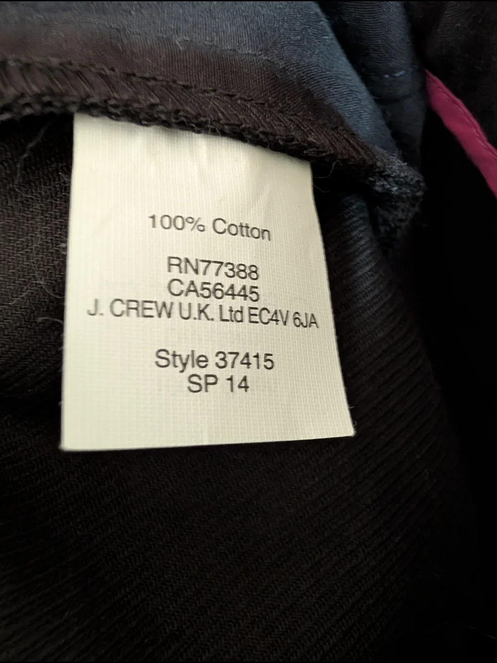 J.Crew The Pencil Skirt Black Cotton Pink Trim Pockets Size 2